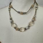 Silver Tone Rhinestone Costume Jewelry Necklace Layered Womens Photo 1