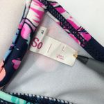 SO  Bikini Top Blue Pink Underwire Molded Cups Floral Tropical Pink Blue L Photo 2