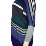 Shae Women’s Size S Green Blue Gray White Striped Studded Back V Photo 3