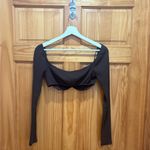 Princess Polly  Size 4 Becca Long-Sleeve Brown Crop Top. Photo 4