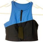 Kith Tara 1/2 Zip Sports Bra Colorblock Navy/Black Cropped Tank Size Small NEW Blue Photo 0
