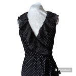 Black house white market black and white wrap ruffle polkadot dress size 10 Photo 3