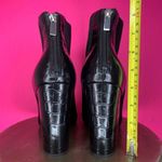 Charles David  Micro Black Suede Croc Embossed Leather Heeled Ankle Boot Sz 9.5 Photo 3