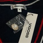 Vigoss NEW  Navy Red & White Stripe Cozy Academia Old Money American Cardigan M Photo 4