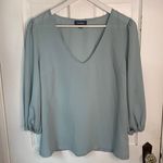 Modcloth  Seafoam Ocean Vibe Green Mint V-neck Crepe Blouse W-517 Sz M Photo 0