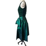 Vintage 80s Velvet and Taffeta Midi Party Dress in Emerald Green Size Medium Photo 3