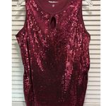 Denim 24/7 Red Sequins Tank Top Size Large Sleeveless Mixed Materials Date Night Photo 0