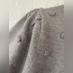 &merci &merci gray Pom Pom embroidered short sleeve puff sleeves wool blend sweater; L Photo 2