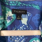Talbots  Tunic Top Womens Small Blue Multicolor Fish Ocean Novelty Print Blouse Photo 6