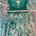 ICE Vintage Knee Length Tee Dress Green Blue White Paisley Type Pattern Size 6 Photo 7