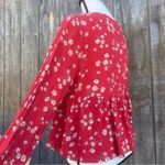 American Eagle  Outfitters Red Floral Boho Flowy Crop Blouse Size S Photo 6