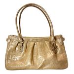 Brahmin Croc Embossed Leather Satchel Dual Handle Zipper Closure Cream Handbag Photo 0
