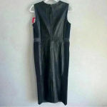 Spanx  Leather Like Combo Shapewear Fitted Sheath Midi Dress in Black Size M‎ NWT Photo 6
