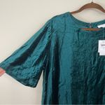 NWT J. Jill Velvet Short‎ Puff Sleeves Crewneck Knee Length Shift Dress Size XL Blue Photo 3