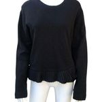 J.Crew Black Ruffle Hem Pullover Sweatshirt Size M Photo 0