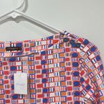 J. McLaughlin Womens Wavesong Top Small Pink Geo Catalina 3/4 Sleeve Spandex New Photo 3