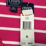 CHAPS NEW  Women’s XL Pink White Striped Button Up Cardigan Short Sleeve Cotton Photo 7