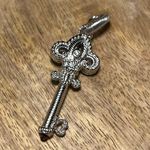 Judith Ripka  Sterling Silver CZ Amethyst Fleur-de-lis Key Enhancer Pendant Photo 1