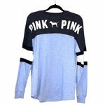 PINK - Victoria's Secret PINK Victoria’s Secret Baby Blue & Gray Oversized Varsity Tee Photo 5