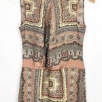 ZARA  Sleeveless Paisley Print 100% Silk Mini Dress Small Bohemian Hippie 70s Photo 7
