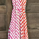 Loft pink and orange white striped rope belt sleeveless maxi dress Size Large Photo 0