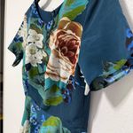 Corey Lynn Calter Teal and Brown Floral Midi Dress Blue Size 2 Photo 4