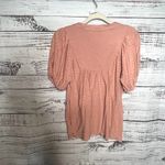 Anthropologie  Coral Pink Puff Sleeve Tunic Top Short Sleeve Soft Cotton Sm Photo 1