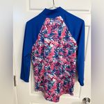 Jofit Women's 3/4 Sleeve Mock Tennis Top Floral Quarter Zip Pink Photo 3