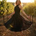 Shoshanna Olivia Metallic Scallope Mesh Halter Neck Black Dress Size 2 Photo 0