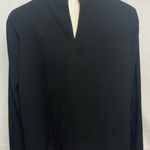 Avec Les Filles  Black Tie Front Blouse long sleeve peekhole back Size L NWT Photo 6