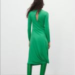 ZARA  Long Sleeve FLOWY DRAPED DRESS HIGH COLLAR Pleat Detail Asymmetric Hem NEW Photo 3