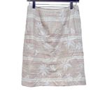 Talbots IRISH LINEN EMBROIDERED TAN BEIGE WHITE STRIPED FLORAL PENCIL SKIRT 6 Photo 3