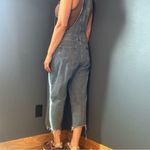 SheIn Denim Raw Hem Wide Cropped Overalls size Large Photo 4