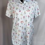 Lands End Blue Gingham Floral Collared Short Sleeve Golf Casual Shirt Size Large Photo 9