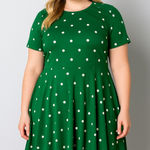 Unique Vintage  X GB Green Polka Dot Dress, 5X‎ Photo 0