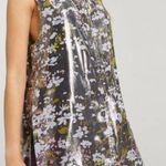 Ganni  Floral print silk blend Metallic top Olive Green size 6 Photo 0