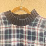 SEA NEW YORK BLUE PLAID/ LACE EYELET CREWNECK TOP BLOUSE SZ M ACCDEMIA PREPPY Size M Photo 2