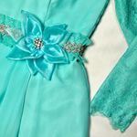 Handmade Vtg 60s 70s Holiday Formal Hostess Maxi Dress Gown Lace Rhinestone Chiffon M Photo 3