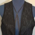 Vintage Black Lace Overlay Open Front Vest By Liz Sinclair Size undefined Photo 1