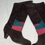 Vintage Black Suede Color Block boots Size 6.5 B80 Photo 3