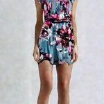 Muse Floral Print Ruched Dress XXS Size 2 Purple Photo 0