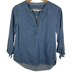 Vineyard Vines  Chambray Popover Blouse XXS Blue Tie Cuff Coastal‎ Cowgirl Preppy Photo 0