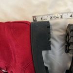 Rouge size 6 red velvet side zip lace front lug sole comfy ankle boots EUC Photo 12
