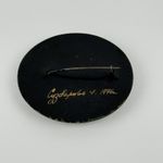 Vintage Hand Painted Floral Brooch Signed Czodakova 1996 Round Pin Photo 3