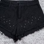 READ Punk Rave Studded Lace Overlay Black High Rise Denim Jean Shorts Cutoff Size undefined Photo 4