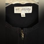 St. John Collection  Knit Zip Front Ribbon Trim Cropped Dark Navy Blue Blazer 6 Photo 3