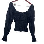 Faithfull the Brand Faithful the Brand Black 100% linen black elastic waist ballon sleeves sz 14 Photo 3