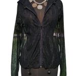 Cache  Black Peek A Boo Lace Hoodie Front Zip Cover Up Top New NWT $148 Photo 2