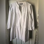 ZARA  Embroidered Eyelet Floral Cotton Mini button down Dress boho babydoll sz M Photo 3