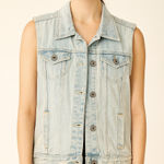 Abercrombie & Fitch Light Wash Distressed Denim Vest Women's Size Large Photo 0